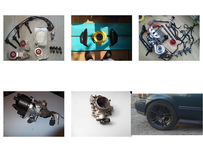 88-91 crx mounts, crx light green sideskirts, d series turbo kit,